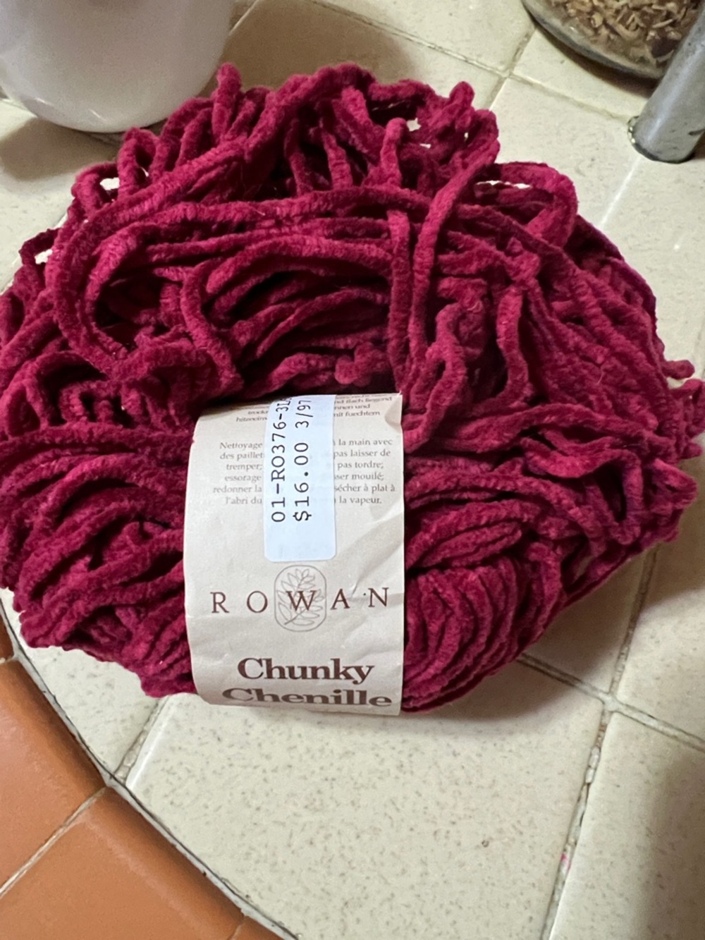 Chunky Chenille Yarn in Deep Berry x4 skeins